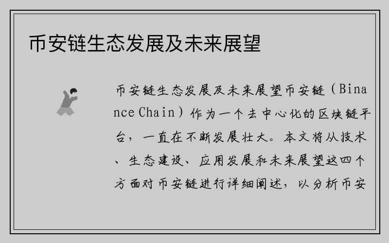 币安链生态发展及未来展望